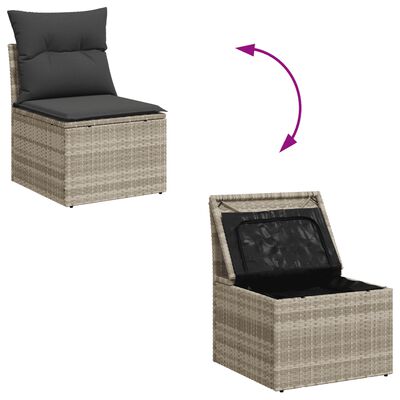 vidaXL Set Divano Giardino 12 pz con Cuscini Grigio Chiaro Polyrattan