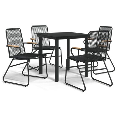 vidaXL Set da Pranzo da Giardino 5 pz Nero in Rattan PVC