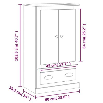 vidaXL Credenza Grigio Sonoma 60x35,5x103,5 cm in Legno Multistrato