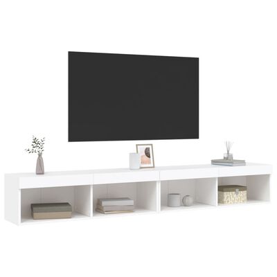 vidaXL Mobili Porta TV con Luci LED 2 pz Bianchi 100x30x30 cm