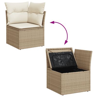 vidaXL Set Divani da Giardino 11 pz con Cuscini Beige in Polyrattan