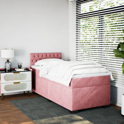 vidaXL Giroletto a Molle con Materasso Rosa 90x190 cm in Velluto