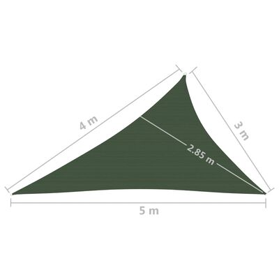 vidaXL Vela Parasole 160 g/m² Verde Scuro 3x4x5 m in HDPE