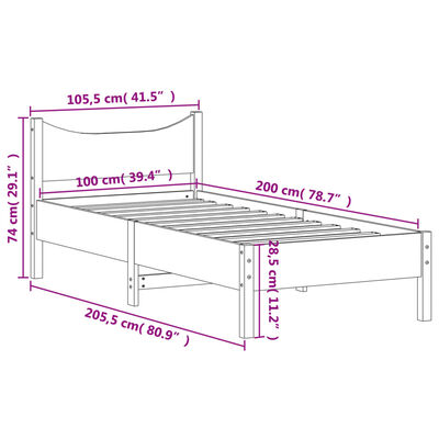 vidaXL Giroletto senza Materasso Bianco 100x200 cm Legno Massello Pino