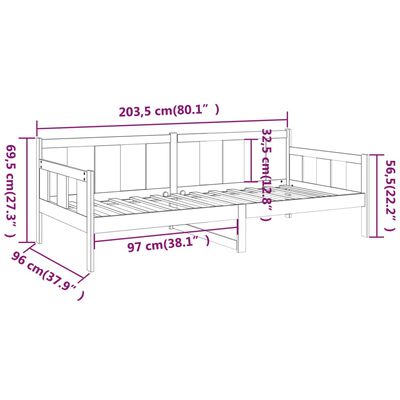 vidaXL Dormeuse Ambra in Legno Massello di Pino 90x200 cm