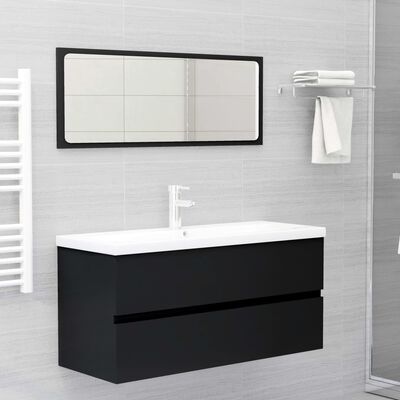 vidaXL Mobile Lavabo Nero 100x38,5x45 cm in Legno Multistrato