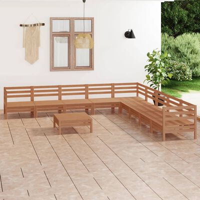 vidaXL Set Salotto da Giardino 10 pz in Legno Massello di Pino ambra