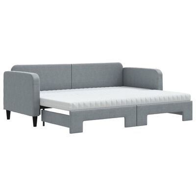 vidaXL Divano Letto Estraibile Materassi Grigio Chiaro 80x200 Tessuto