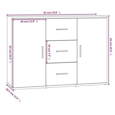 vidaXL Credenza Nera 91x29,5x65 cm in Legno Multistrato