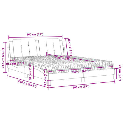 vidaXL Letto con Materasso Marrone 160x200cm in Similpelle