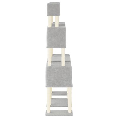 vidaXL Albero per Gatti con Tiragraffi in Sisal Grigio Chiaro 199 cm