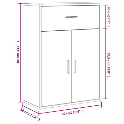 vidaXL Credenza Bianca 60x30x84 cm in Legno Multistrato