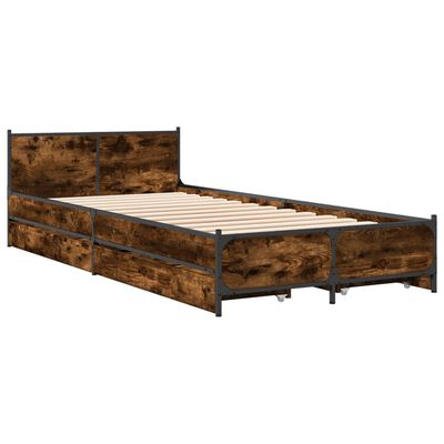 vidaXL Giroletto con Cassetti Rovere Fumo 90x200 cm Legno Multistrato