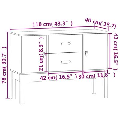 vidaXL Credenza 110x40x78 cm in Legno Massello di Pino