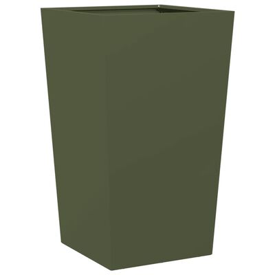 vidaXL Fioriere da Giardino 2 pz Verde Oliva 45x45x75 cm in Acciaio