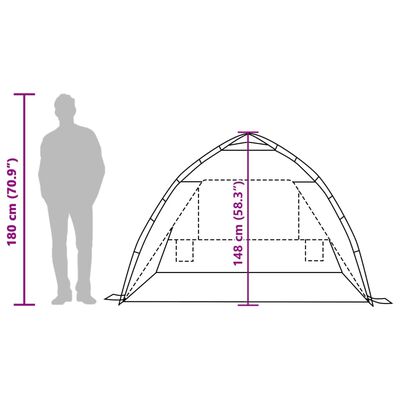 vidaXL Tenda da Spiaggia 2 Persone Verde Rilascio Rapido Impermeabile