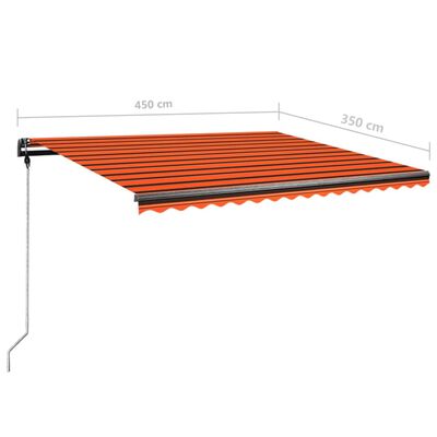 vidaXL Tenda da Sole Retrattile Manuale LED 450x350 cm Arancio Marrone