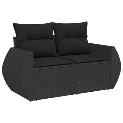 vidaXL Set Divani da Giardino 10pz con Cuscini in Polyrattan Nero