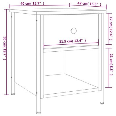 vidaXL Comodino Rovere Marrone 40x42x50 cm in Legno Multistrato