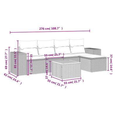 vidaXL Set Divano da Giardino 6 pz con Cuscini Beige in Polyrattan