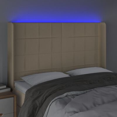 vidaXL Testiera a LED Crema 147x16x118/128 cm in Tessuto