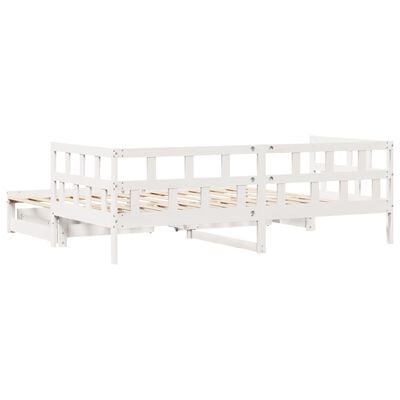 vidaXL Dormeuse Letto Estraibile e Cassetti Bianco 90x200cm Legno Pino