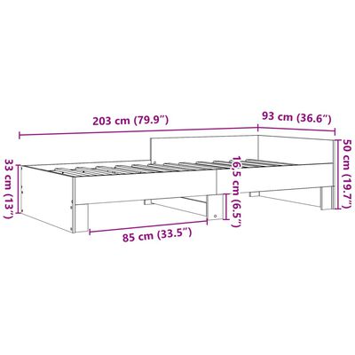 vidaXL Giroletto senza Materasso Rovere Sonoma 90x200 cm in Truciolato