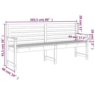 vidaXL Panca da Giardino Ambra 203,5x48x91,5 cm Legno Massello di Pino