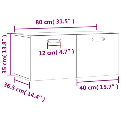 vidaXL Mobile a Parete Rovere Marrone 80x36,5x35 cm Legno Multistrato