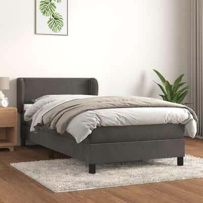 vidaXL Giroletto a Molle con Materasso Grigio Scuro 80x200 cm Velluto