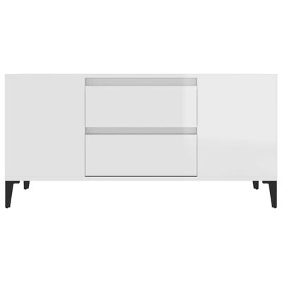 vidaXL Mobile Porta TV Bianco Lucido 102x44,5x50 cm Legno Multistrato