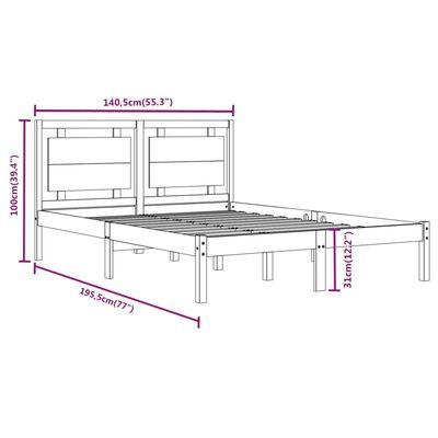 vidaXL Giroletto Bianco in Legno Massello 135x190 cm Double