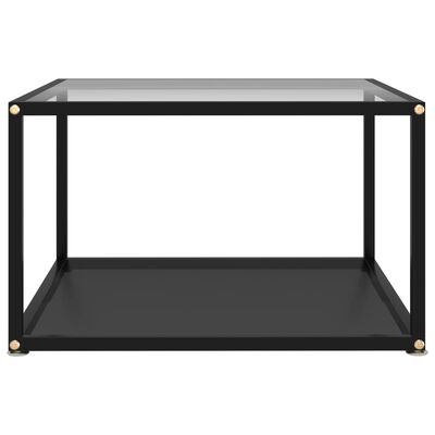 vidaXL Tavolino Trasparente e Nero 60x60x35cm in Vetro Temperato