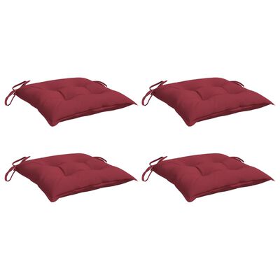 vidaXL Cuscini per Sedia 4 pz Rosso Vino 40x40x7 cm in Tessuto Oxford