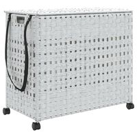 vidaXL Cesto Portabiancheria con Ruote Bianco 66x35x60 cm Rattan