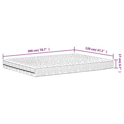 vidaXL Materasso in Schiuma Bianco 120x200 cm Durezza H2 H3