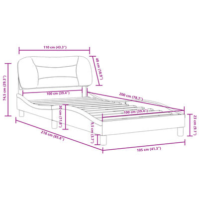 vidaXL Giroletto con Testiera Cappuccino 100x200 cm in Similpelle