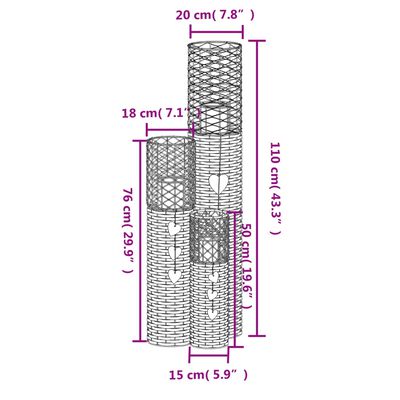 vidaXL Portacandele 3 pz in Vimini Grigio