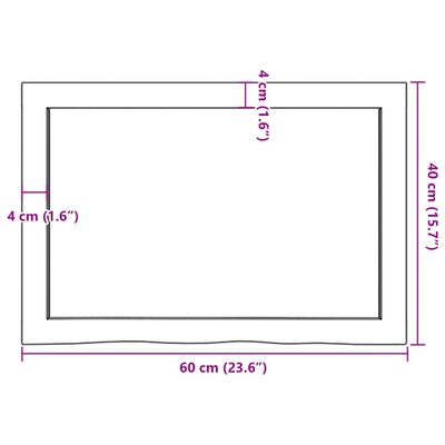 vidaXL Piano per Tavolo 60x40x(2-4) cm in Rovere Massello Non Trattato