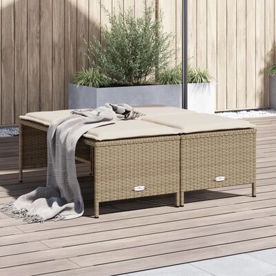 vidaXL Sgabelli da Giardino con Cuscini 4 pz Beige in Polyrattan