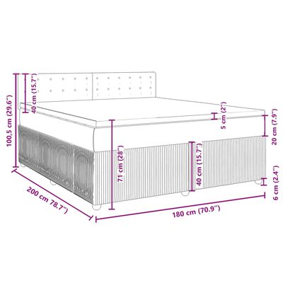 vidaXL Giroletto a Molle con Materasso Grigio Chiaro 180x200cm Velluto