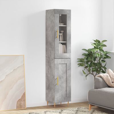 vidaXL Credenza Grigio Cemento 34,5x34x180 cm in Legno Multistrato