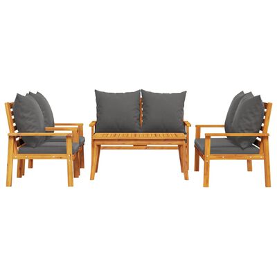 vidaXL Set Salotto da Giardino 5 pz con Cuscini Legno Massello Acacia