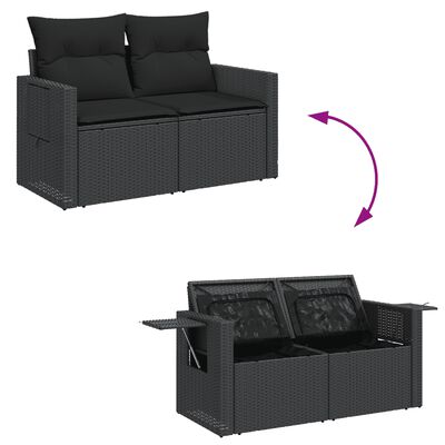 vidaXL Set Divani da Giardino 11 pz con Cuscini in Polyrattan Nero