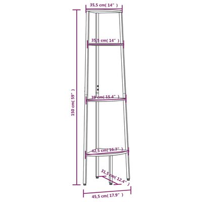 vidaXL Scaffale Angolare a 4 Livelli Nero 45,5x31,5x150 cm