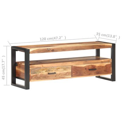 vidaXL Mobile Porta TV 120x35x45 cm Legno Massello con Finitura Ambra