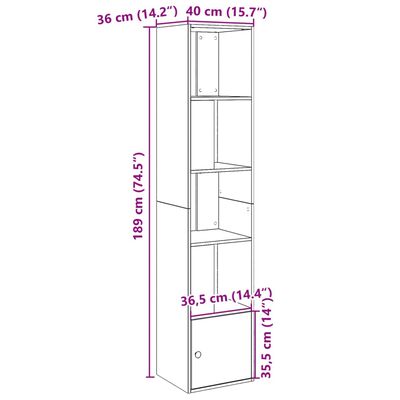 vidaXL Libreria Nera 40x36x189 cm in Legno Multistrato