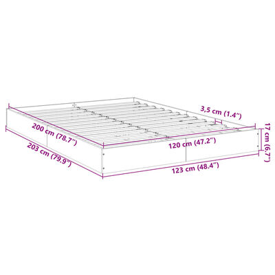 vidaXL Giroletto senza Materasso Rovere Fumo 120x200 cm in Truciolato