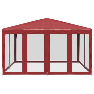 vidaXL Tenda per Feste con 8 Pareti Laterali in Rete Rossa 4x4 m HDPE