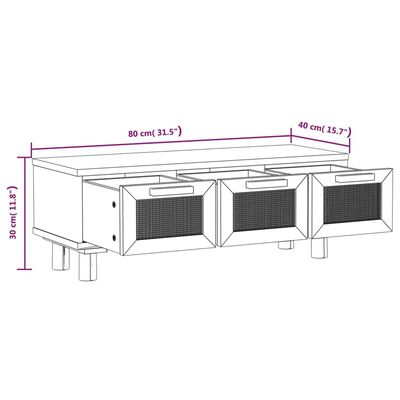 vidaXL Tavolino Nero 80x40x30 cm Legno Multistrato e Massello di Pino